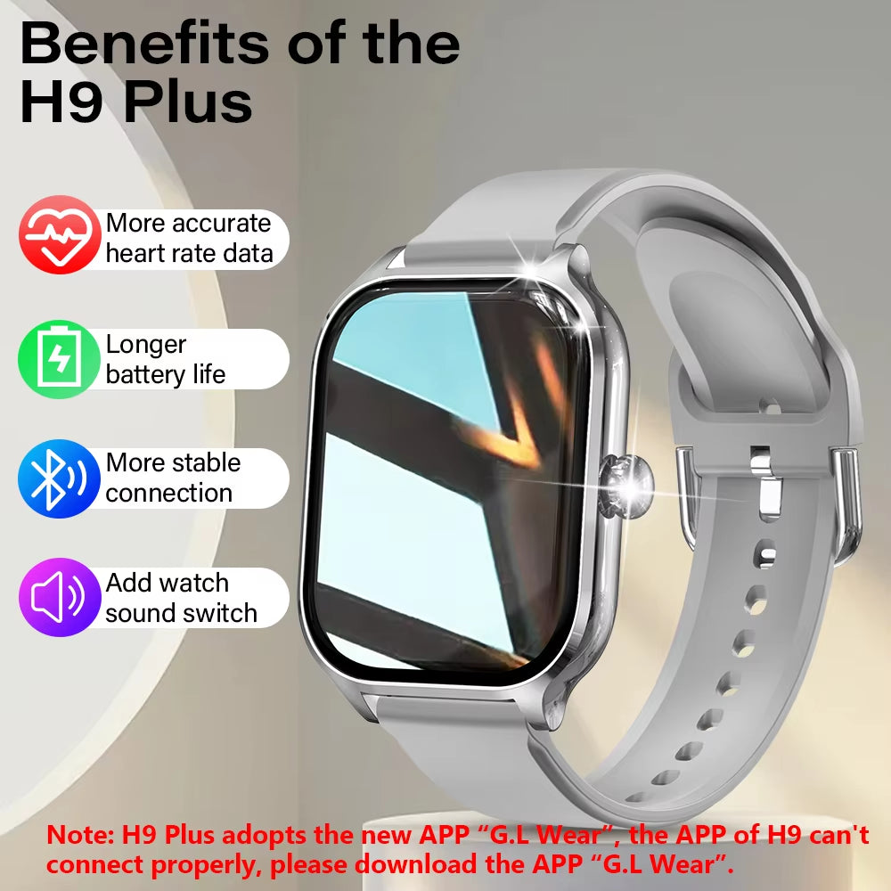 H9 New Smart Watch 2.01 Inch HD Display Answer Make Call Message Preview Sport Modes DIY Dial Weather Forecast for Men Women