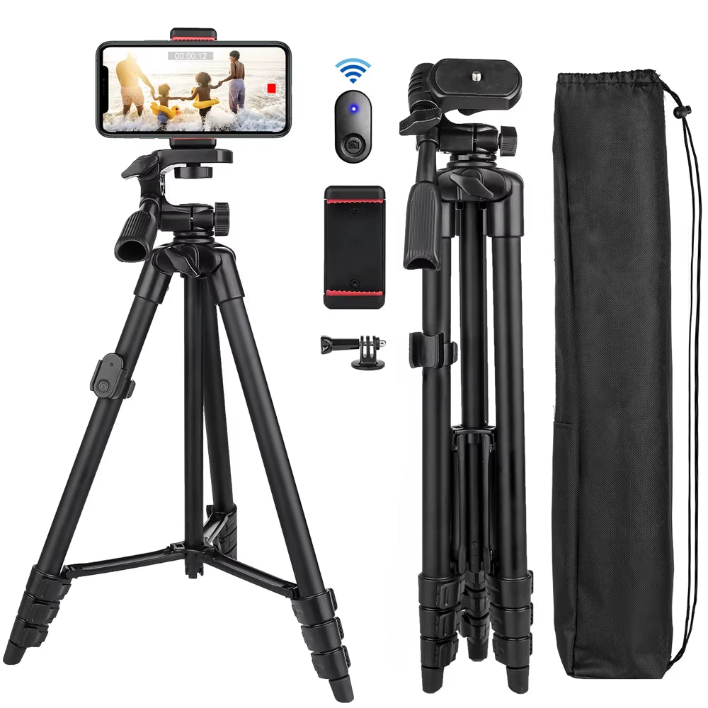 NA3560 Phone Tripod 55In Professional Video Recording Camera Photography Stand for Xiaomi HUAWEI Iphone Gopro with Selfie Remote