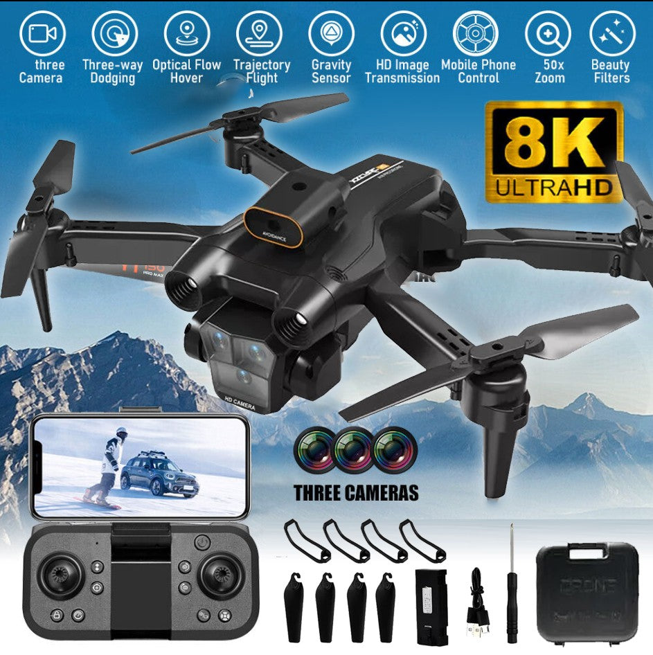 8K RC Drones HD + Battery Drone Selfie Camera WIFI FPV Foldable RC Quadcopter