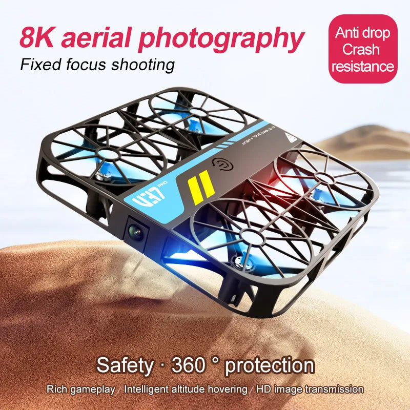 V37 New Mini 8K Drone with Camera 4K HD Easy to Carry Wifi FPV Dron Pocket Rc Helicopter Quadcopter Family Toys Gift