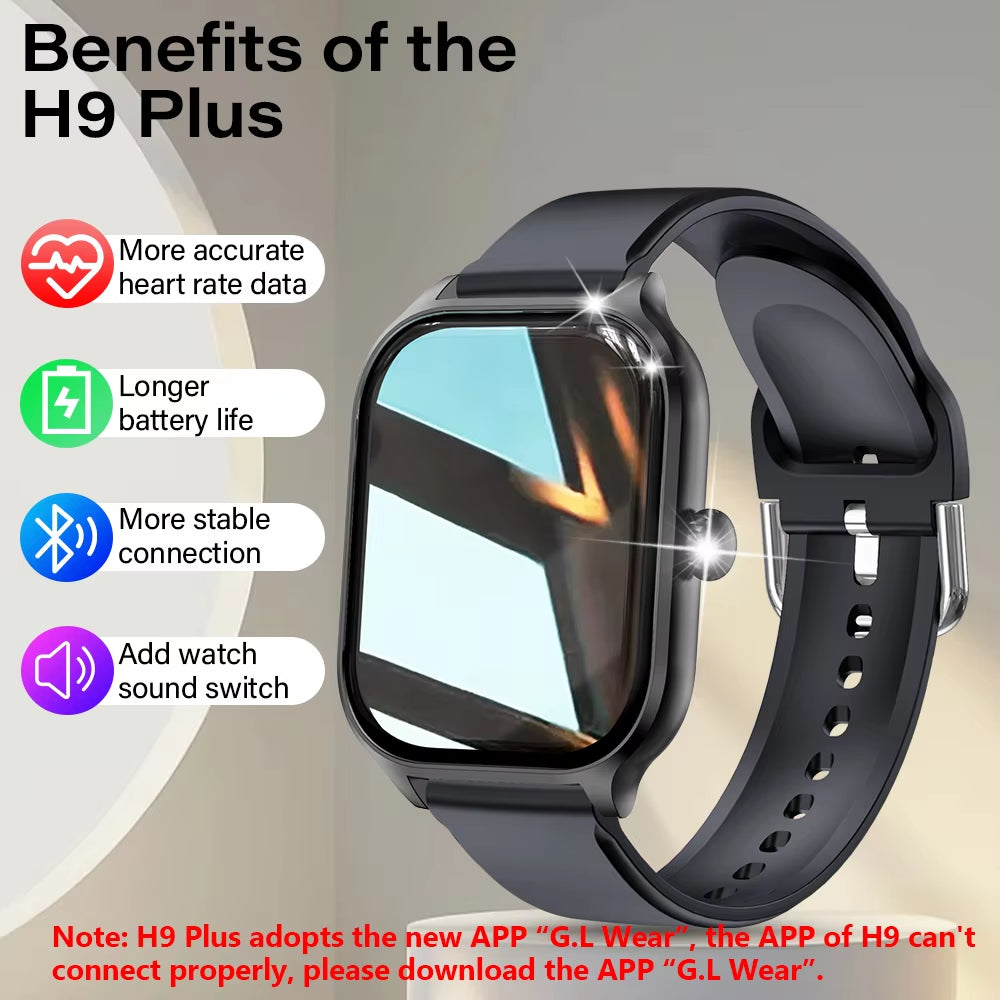 H9 New Smart Watch 2.01 Inch HD Display Answer Make Call Message Preview Sport Modes DIY Dial Weather Forecast for Men Women