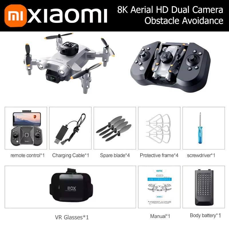 Xiaomi Mini V30 Drone 8K Aerial HD Profesional RC Drones Five-Sided Obstacle Avoidance Helicopter Convenient GPS Drone with VR