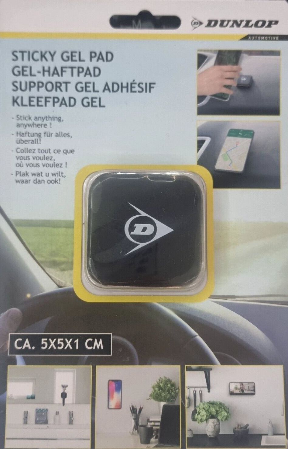 Dunlop Sticky Gel Pad Mobile Phone Car Van Square Hold Satnav Cars Anti-Slip Mat