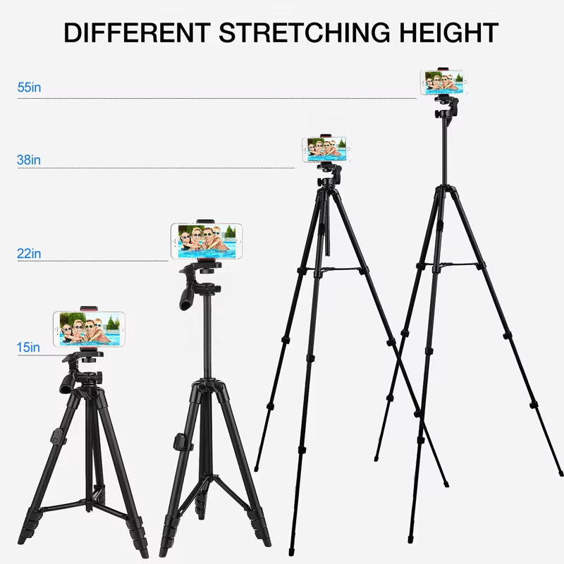 NA3560 Phone Tripod 55In Professional Video Recording Camera Photography Stand for Xiaomi HUAWEI Iphone Gopro with Selfie Remote