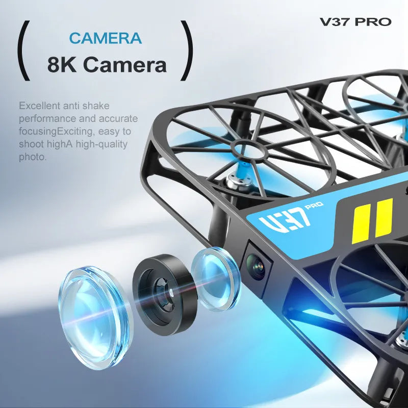 V37 New Mini 8K Drone with Camera 4K HD Easy to Carry Wifi FPV Dron Pocket Rc Helicopter Quadcopter Family Toys Gift